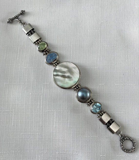 Multi-Stone Multi-Color Gem Stone Sterling Silver Bracelets 5529
