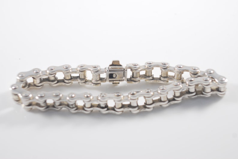 Harley Davidson Bracelet Vintage Heavy Sterling Silver 925 Motorcycle Chain Link Style Unisex Biker