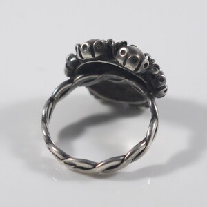 Vintage Russian Soviet Ring Hallmarked 875 Silver Flower Cluster Retro Twist Band image 3