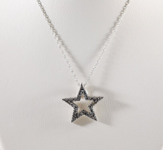 Vintage Retro Diamond Chip Studded Star Pendant N… - image 1