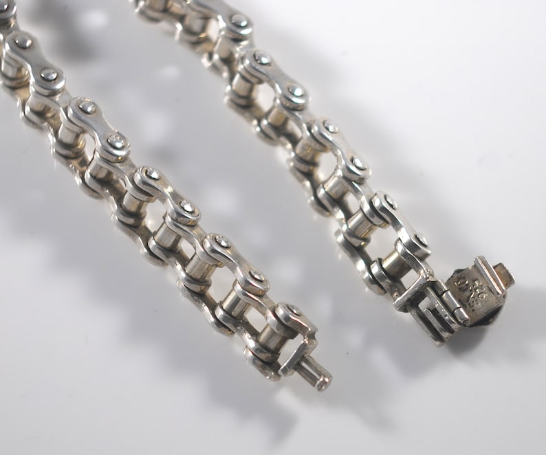 Harley Davidson Bracelet Vintage Heavy Sterling Silver 925 Motorcycle Chain Link Style Unisex Biker