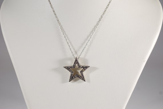 Vintage Retro Diamond Chip Studded Star Pendant N… - image 2