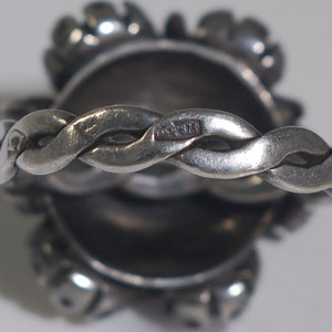 Vintage Russian Soviet Ring Hallmarked 875 Silver Flower Cluster Retro Twist Band image 4