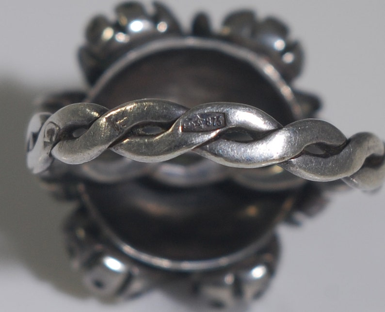 Vintage Russian Soviet Ring Hallmarked 875 Silver Flower Cluster Retro Twist Band image 4