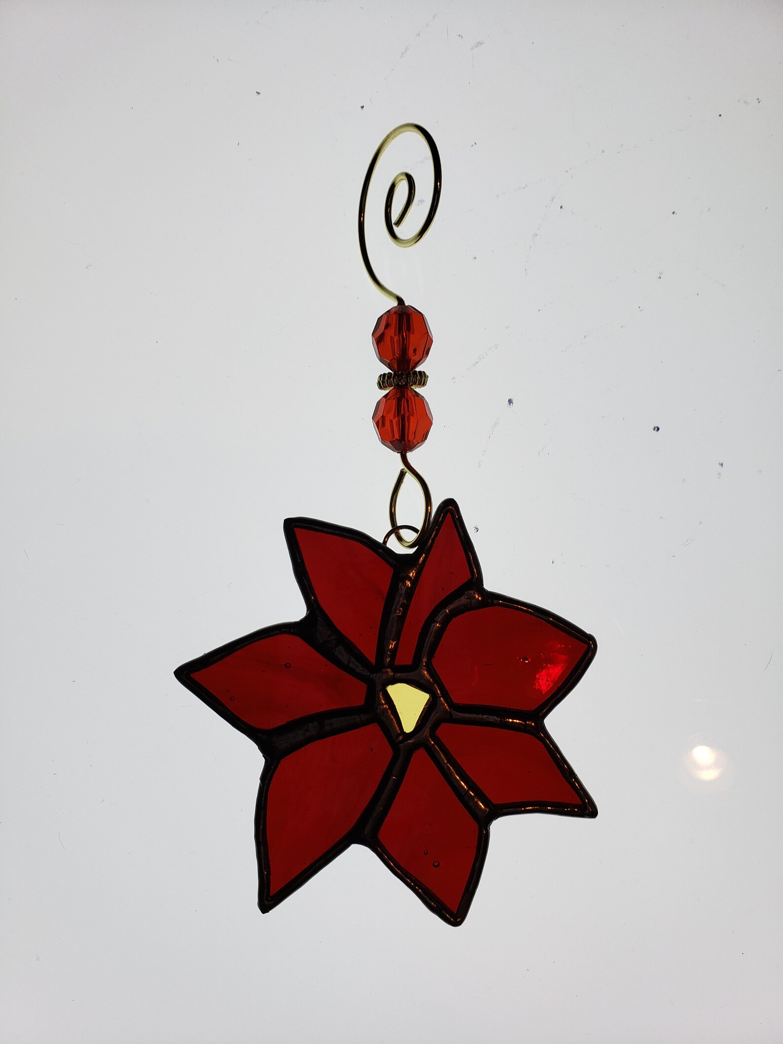 Poinsettia Stained Glass Ornament Etsy