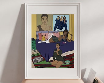 1996 Giclée art print | pop art girl - black woman art - wall art - 90s - retro print - girlfriends - nostalgia