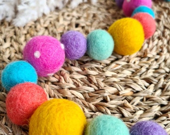 Bright Summer Garland - Felt Ball Pom Pom Bunting