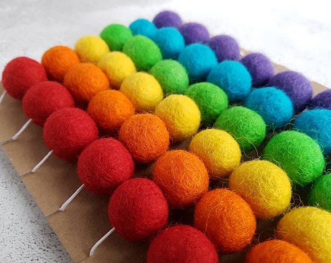 Rainbow Felt Ball Pom Pom Garland Etsy