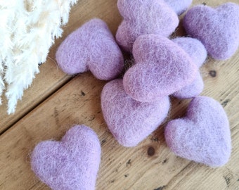 Lilac Felt Hearts - Valentine Craft Supplies - Sold Individually