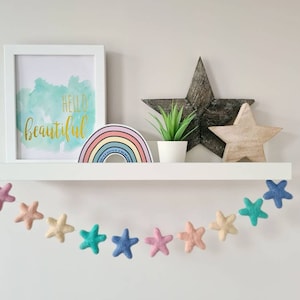 Pastel Rainbow Felt Star Garland