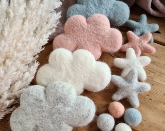 Felt Craft Clouds - Craft Accessories - Needle Felted Wool - Available Individually