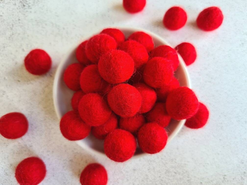 Red Loose Felt Balls Pom Poms DIY Crafts 