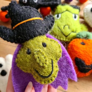 Halloween Tiered Tray Decorations Felt Witch, Pumpkin, Monster, Skeleton, Ghost, Spider and Garland Witch