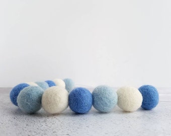 Blue Pom Pom Garland - New Baby Boy Gift