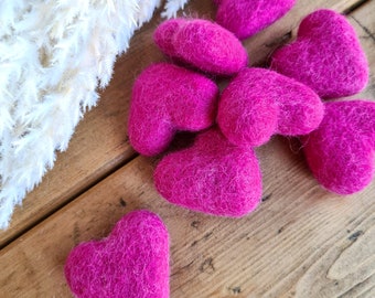 Ruby Pink Felt Hearts - Valentine Craft Supplies - Sold Individually