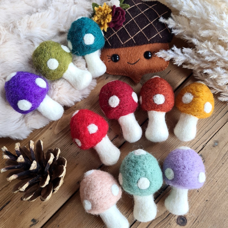 Felt Woodland Toadstools Loose or Hanging Mushroom Craft Decoration Autumn Decor image 8