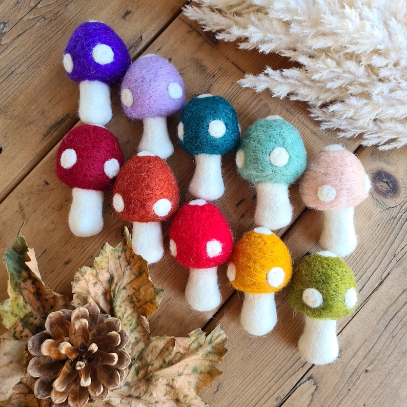 Felt Woodland Toadstools Loose or Hanging Mushroom Craft Decoration Autumn Decor image 6