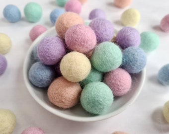 Pastel Loose Felt Balls - 2cm Pom Poms - Easter DIY Crafts - Spring Decor