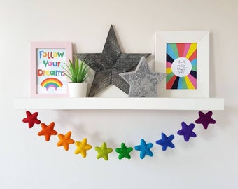 Rainbow Felt Star Garland - Rainbow Nursery Decor