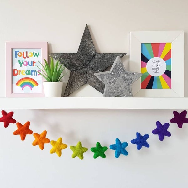 Rainbow Felt Star Garland - Rainbow Nursery Decor