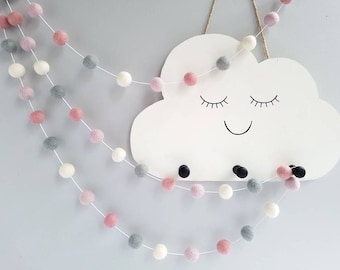 Pink and Grey Nursery Decor Pom Pom Garland