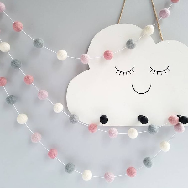 Pink and Grey Nursery Decor Pom Pom Garland