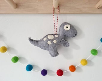 Felt Dinosaur Christmas Tree Decoration - Grey T-Rex