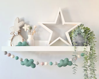 Cloud Garland - Calming Green Felt Nursery Decor