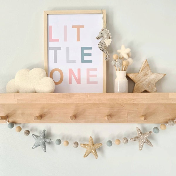 Felt Starfish Garland - Natural Ocean Nursery Decor