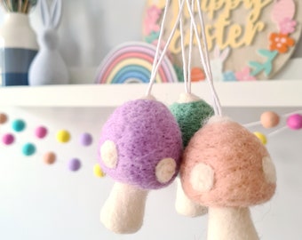 Pastel Felt Toadstools - Loose or Hanging - Spring Decor