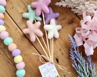 Felt Star Flower Bouquet - Pastel Easter Decoration - Mother's Day Gift