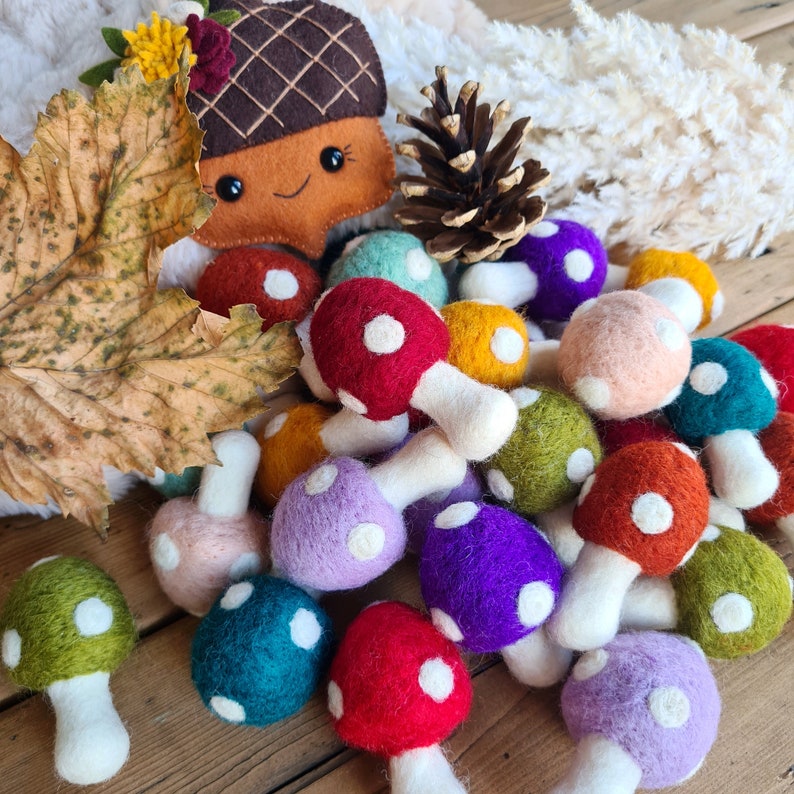 Felt Woodland Toadstools Loose or Hanging Mushroom Craft Decoration Autumn Decor image 2