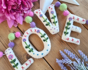 Love Garland - Embroidered Felt Letters