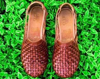 Handmade Mexican Huaraches, Slip On Leather Sandals, Closed Toe Sandals, Woven Leather