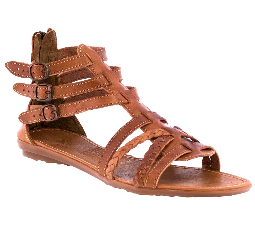Women's Sandals, Woven Leather Open Toe Sandals, Zipper, Handmade ...