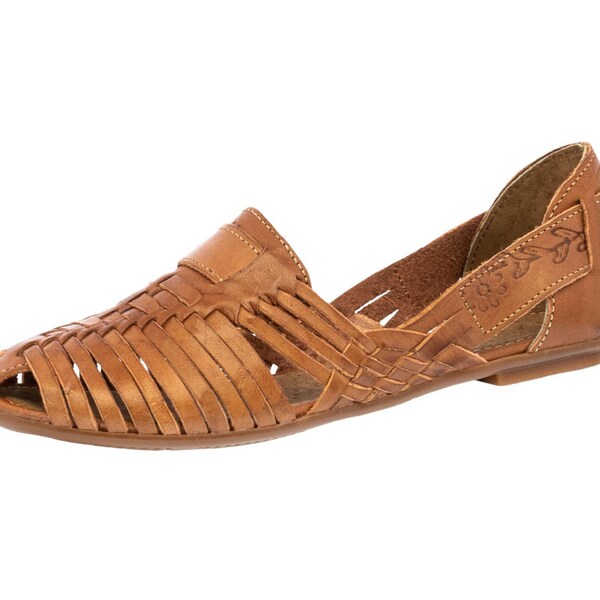 Women's Handmade Mexican Huaraches, Slip on Sandals, Real Leather Flat Sandals, Closed Toe Sandalia, Woven Leather