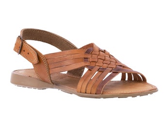 Women's Ankle Leather Sandals, Authentic Handmade Mexican Huaraches, Open Toe, Buckle Sandals, Chedron