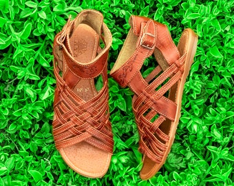 Women's Handmade Mexican Huaraches, Real Leather Sandals, Gladiator, Open Toe Sandals, Sandalia