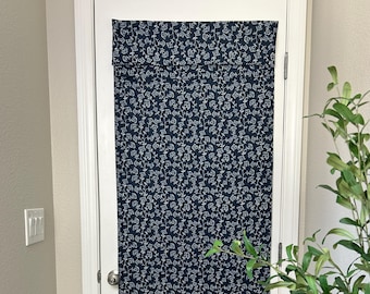Navy Floral Print French Door Curtain - 1 Panel