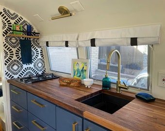 Clearance! 38" w x 20" L Woven Bright White Airstream® RVs and Camper Non Blackout Curtains 1 Panel