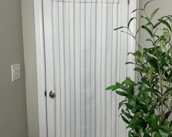 Clearance! 25" w x 70" L Sample Panel Blue & White Striped Washable French Door Curtain 1 panel No blackout No returns