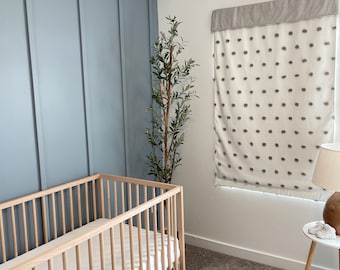 Clearance! 36.5" w x 58" L Reversible Elephant Puffs and Light Gray Blackout Nursery Curtain 1 Panel No Returns