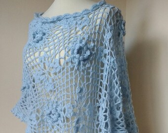 Crochet Poncho PATTERN: Asymmetrical Boho Irish Rose Design (PDF)