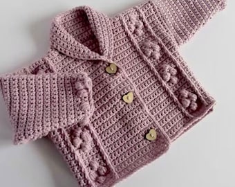 Crochet PATTERN, Baby Cardigan Pattern, Sizes include Newborn to Toddler, PDF, Instant Digital Download