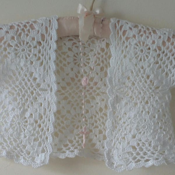 MOTIF de boléro au crochet, boléro au crochet fille, boléro de communion, boléro de fille de fleur, cardigan en dentelle