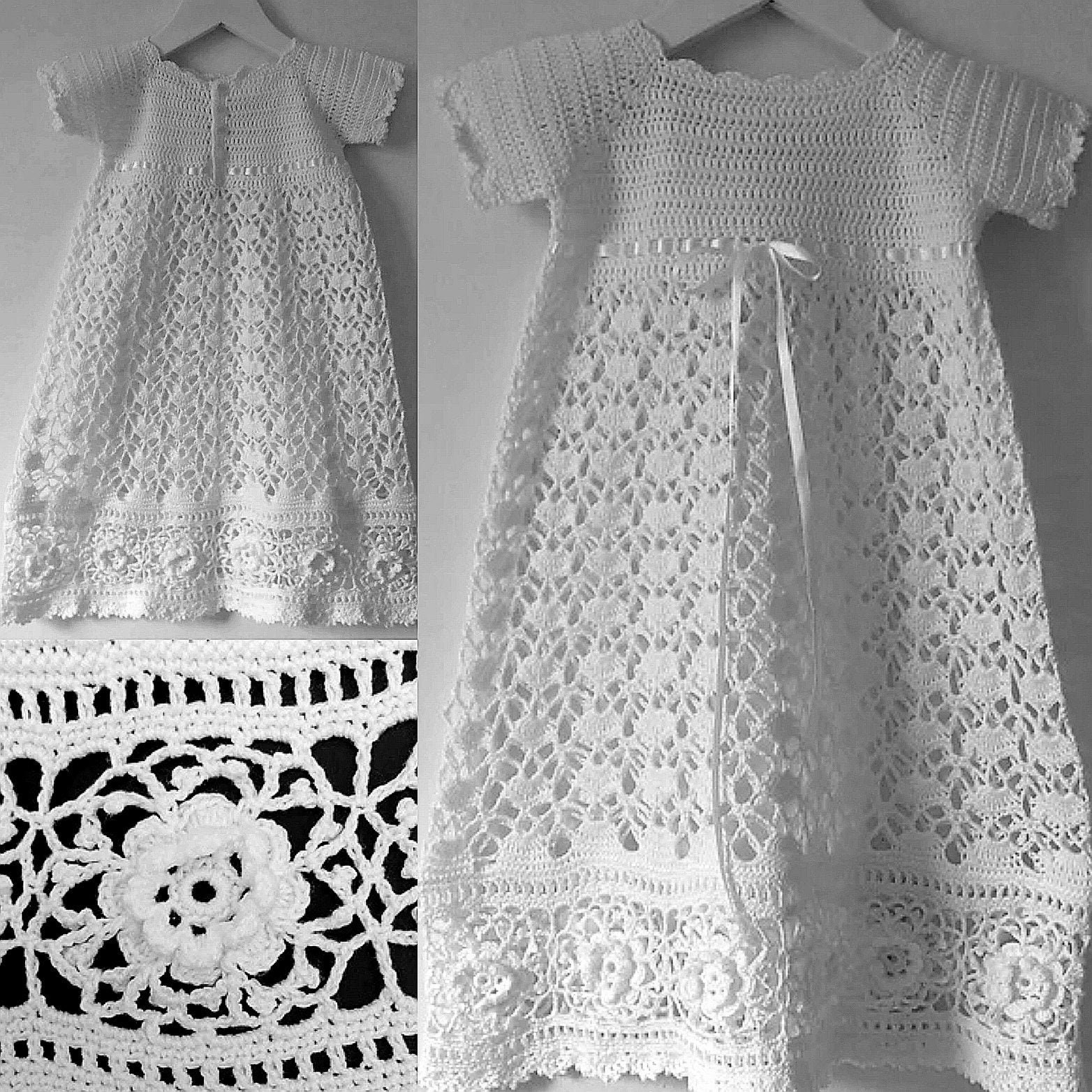 LACY CHRISTENING DRESS birth to 12 months / 3ply - COPY baby knitting  pattern | eBay
