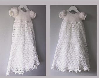 Crochet Christening Gown & Bonnet Pattern: Baby Dress (0-6 Months) (PDF Pattern)