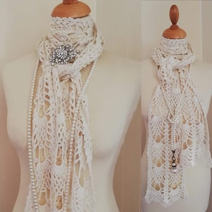 Crochet PATTERN, Pineapple Lace Scarf, Crochet lace scarf pattern, Instant Download