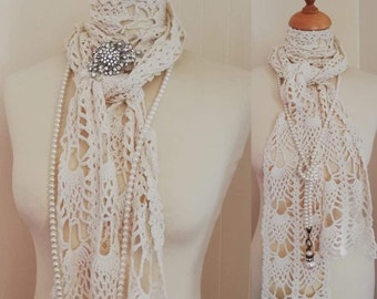 Crochet PATTERN, Pineapple Lace Scarf, Crochet lace scarf pattern, Instant Download