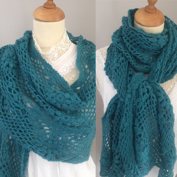 Crochet Shawl PATTERN, Sutton Sea Breeze Wrap, Crochet Wrap pattern,   Instant download pdf files